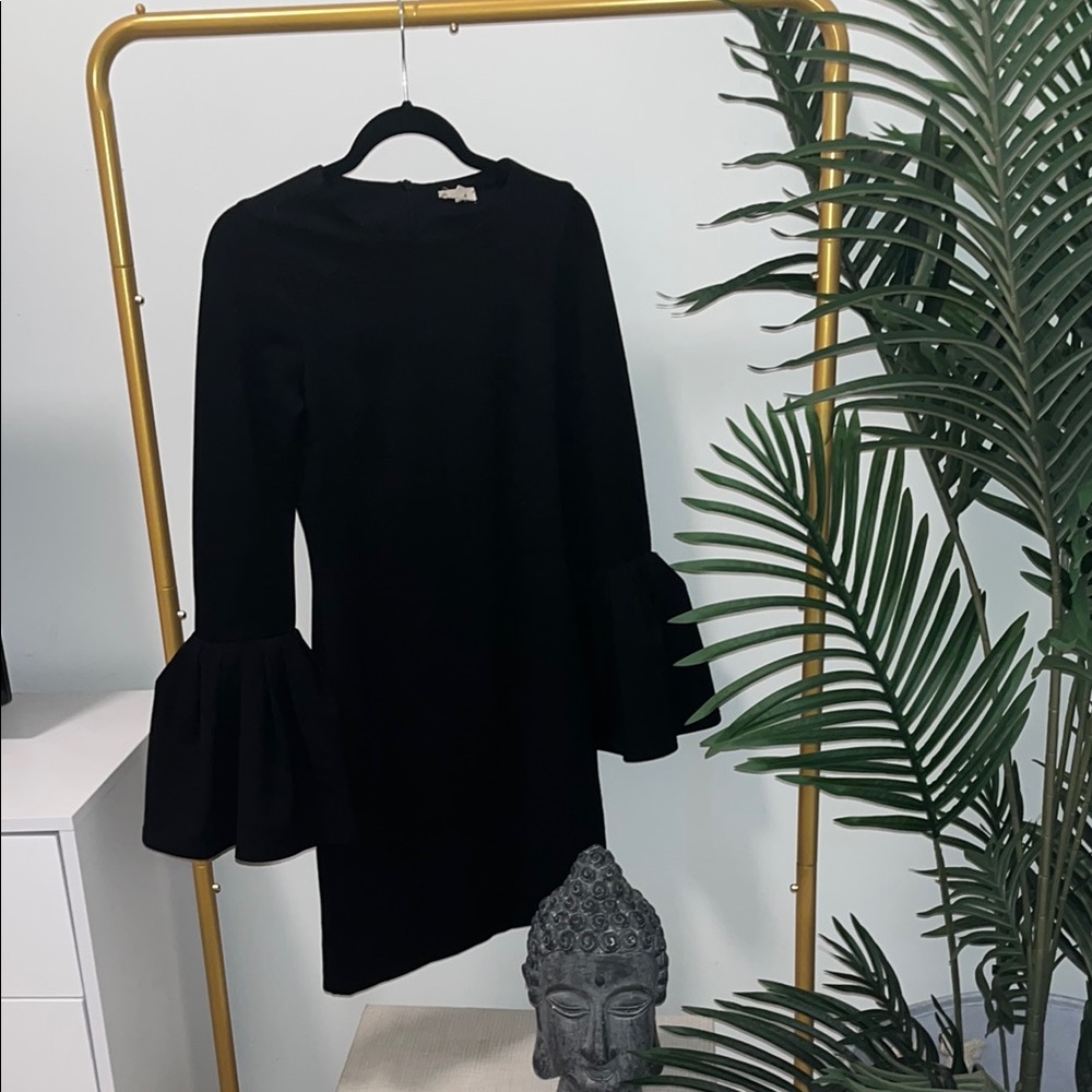Elegant Black Dress with Flared Sleeves